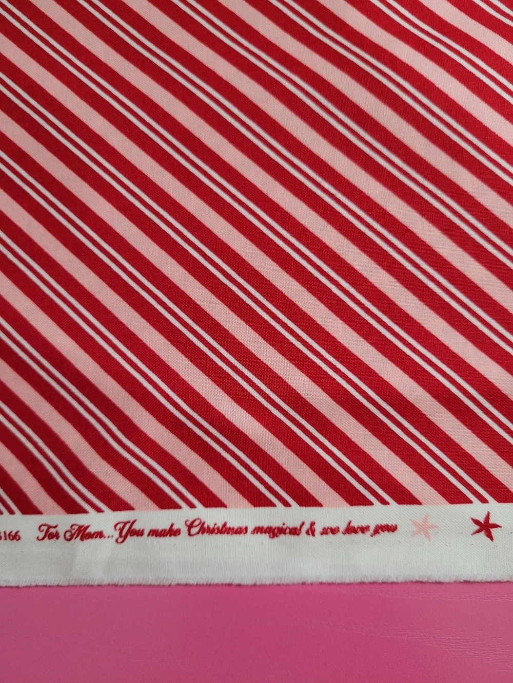 Once Upon A Christmas Moda Fabric Red White Pink Stripe Cotton #43166 (789/810)